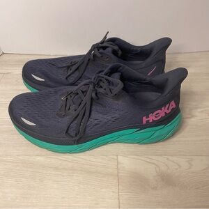 Hoka Women’s One One Clifton 8 Outer Space/Atlantis Size 10B Running Shoes EUC